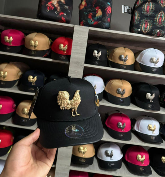 GORRA FINO PREMIUN DE GALLO  NEGRA