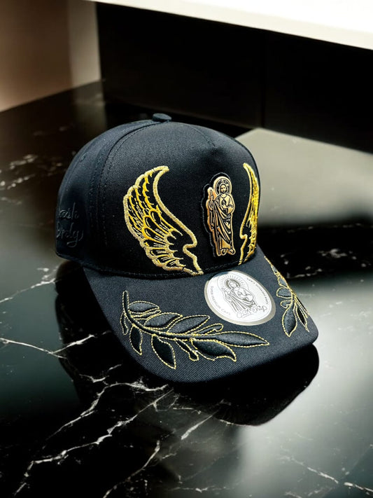 GORRA PREMIUN DE  SANJUDA NEGRO LAUREL DORADO